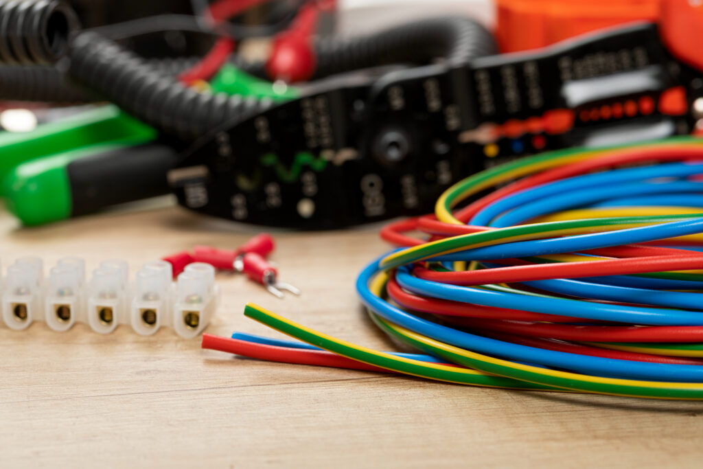 Electrical tools and materials closeup